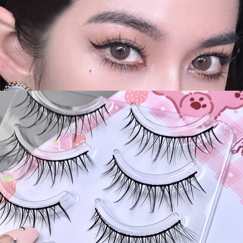 Natural Dense Eyelashes For Makeup 12mm Black False Eyelashes Set