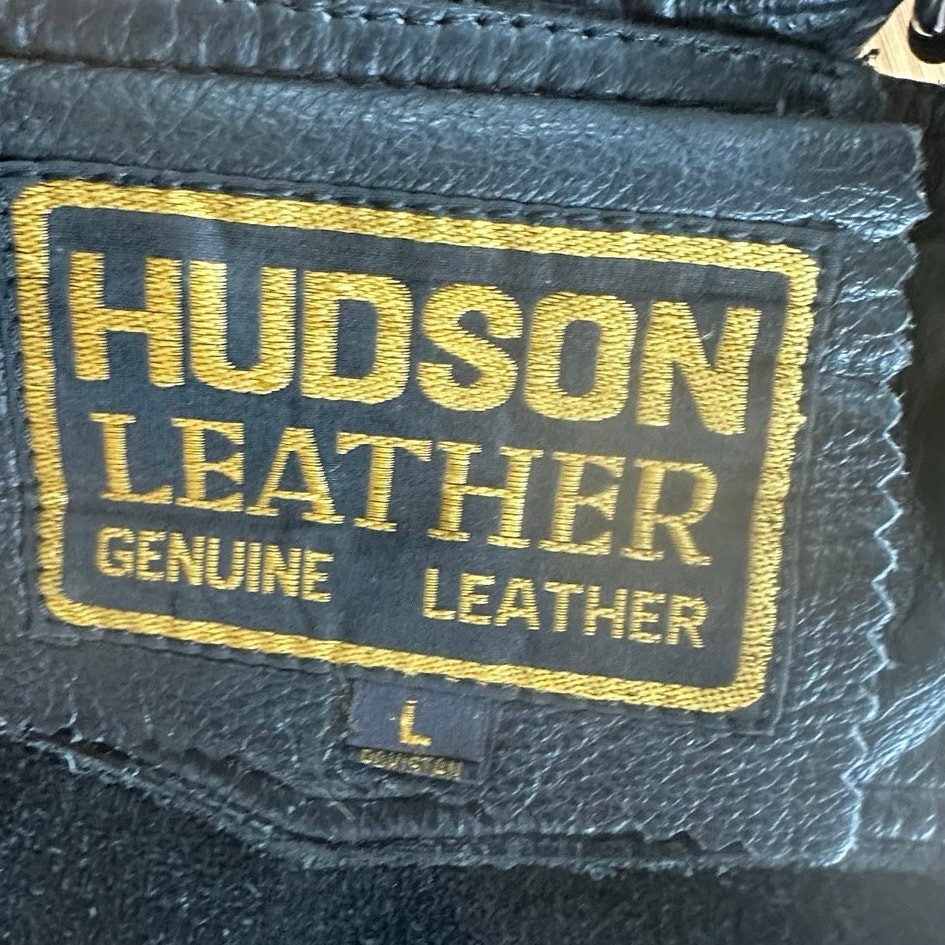 Hudson Leather Black Leather Motorcycle Chaps Sz. L