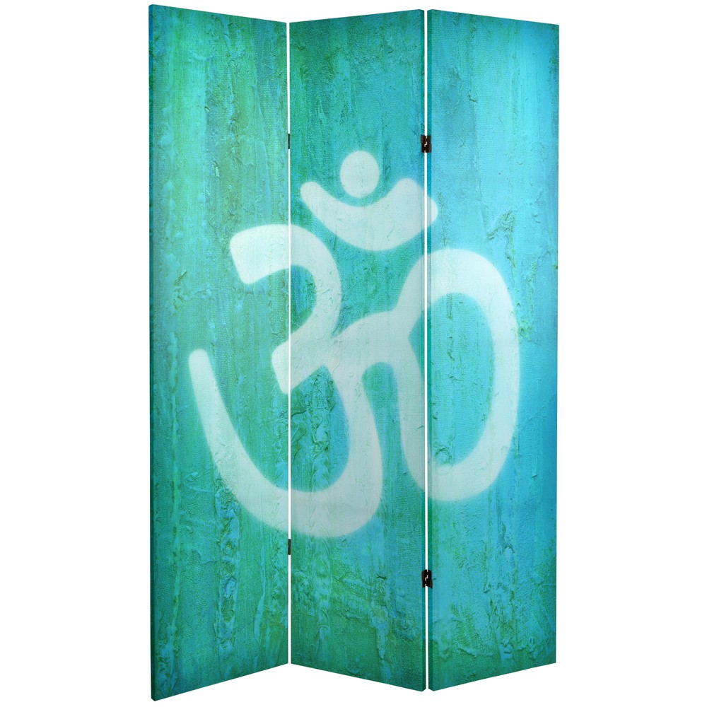 6 ft. Tall Double Sided Yin Yang/Om Canvas Room Divider