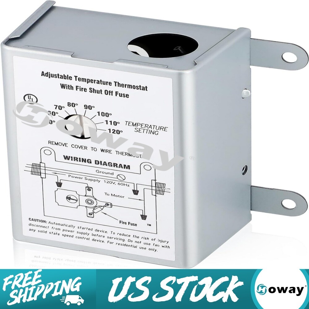 58034 Adjustable Thermostat Replacement Temperature Control Switch for Attic Fan