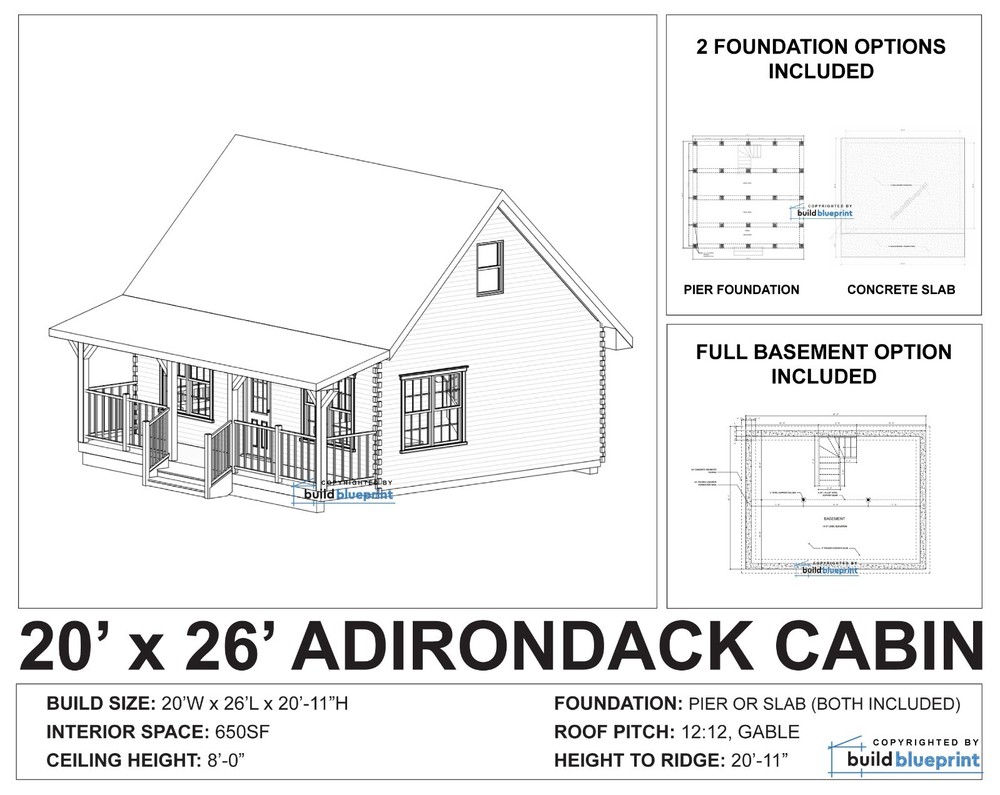 Modern 2 Bedroom Cabin w/ Loft Architectural & Construction Plans - PDF Download
