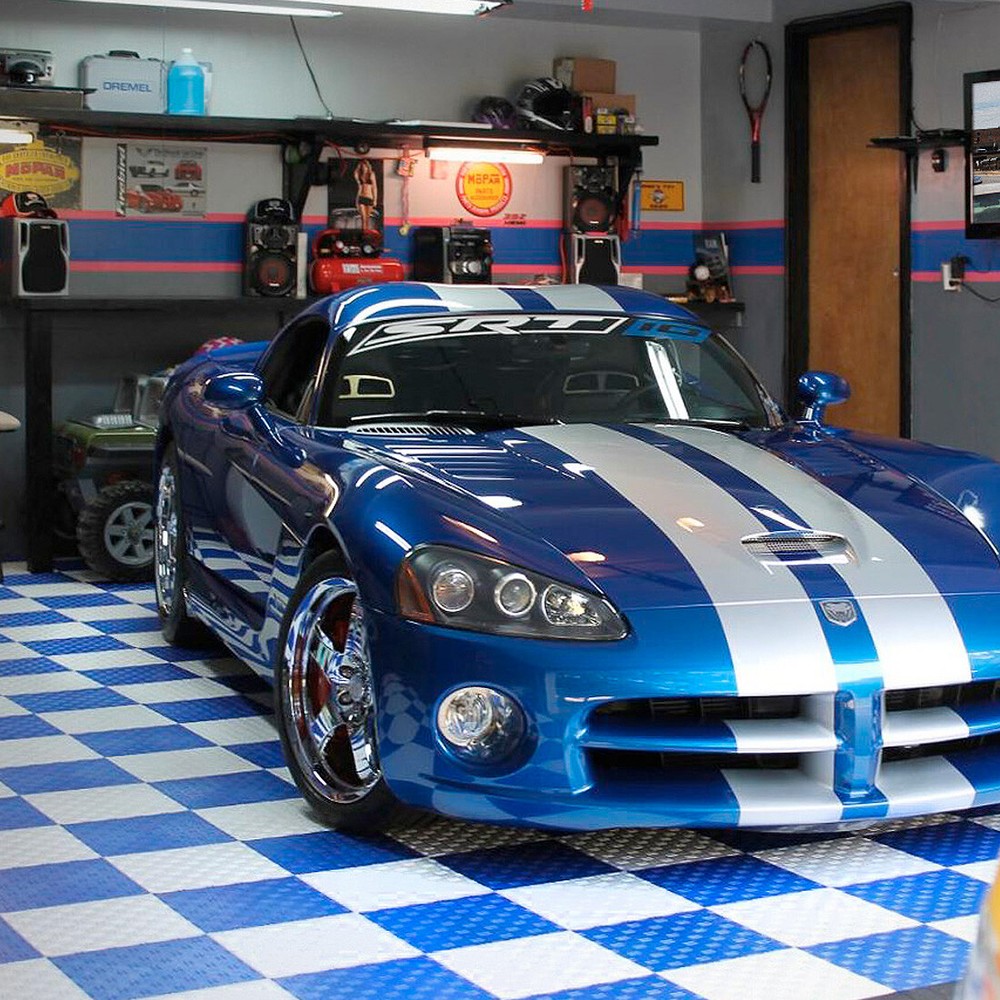 GearTile Diamond Pattern 12" x 12" White Garage Floor Tile (12 Pack)