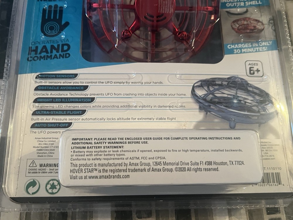 The Original Hover Star Motion Controlled UFO Red Sealed