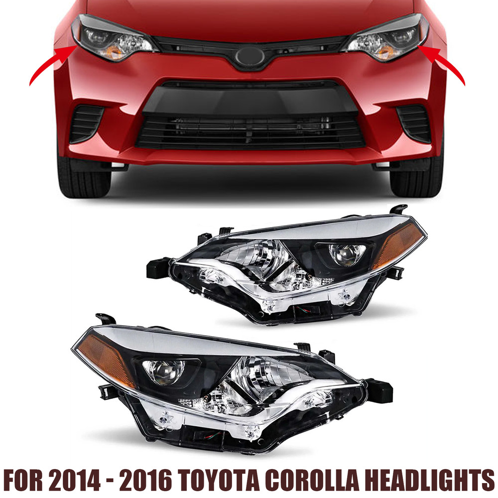 Set Headlights For 2014 2015 2016 Toyota Corolla Headlamps Left+Right Head Light