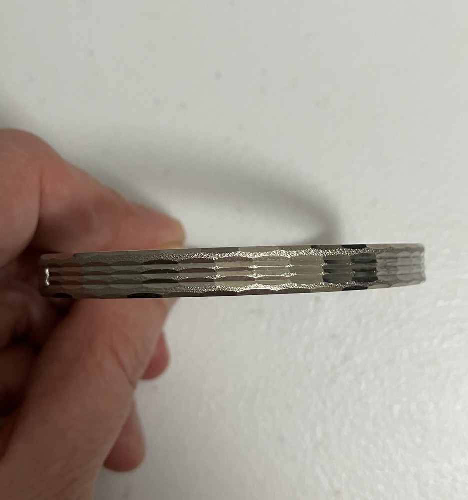 Vintage Etched and Textured Silver Tone Bangle Bracelet