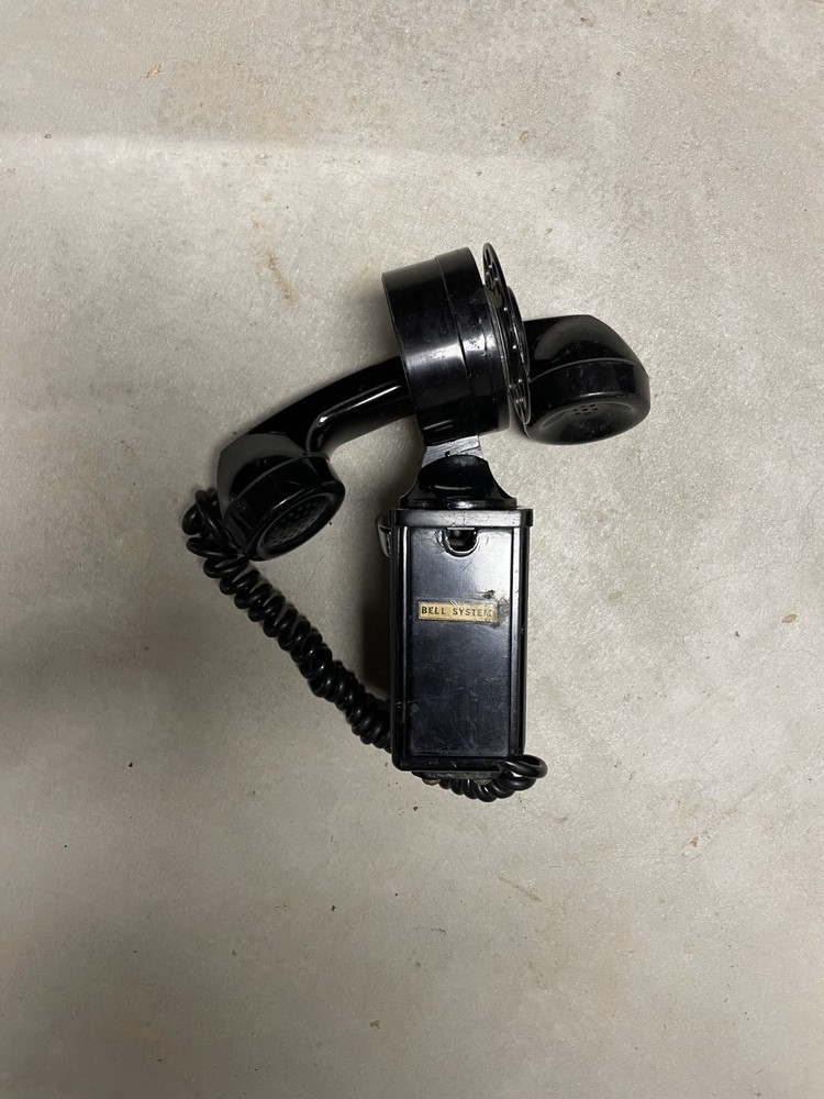 Western Electric Black Rotary Dial Space Saver Wall Mount Phone