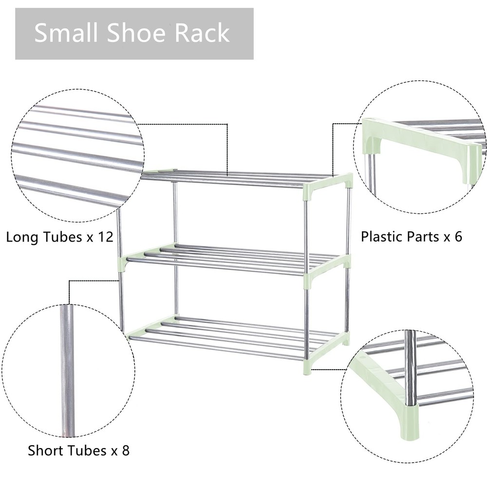 Small Shoe Rack, Narrow Stackable Shoe Shelf Organizer for Entryway, Doorway ...