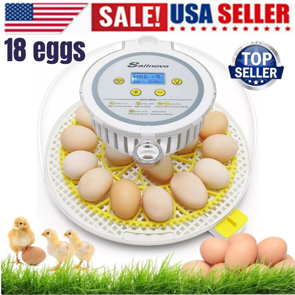 18 Egg Incubator for Hatching Eggs Chick Automatic Turning &Stop, Egg Candler
