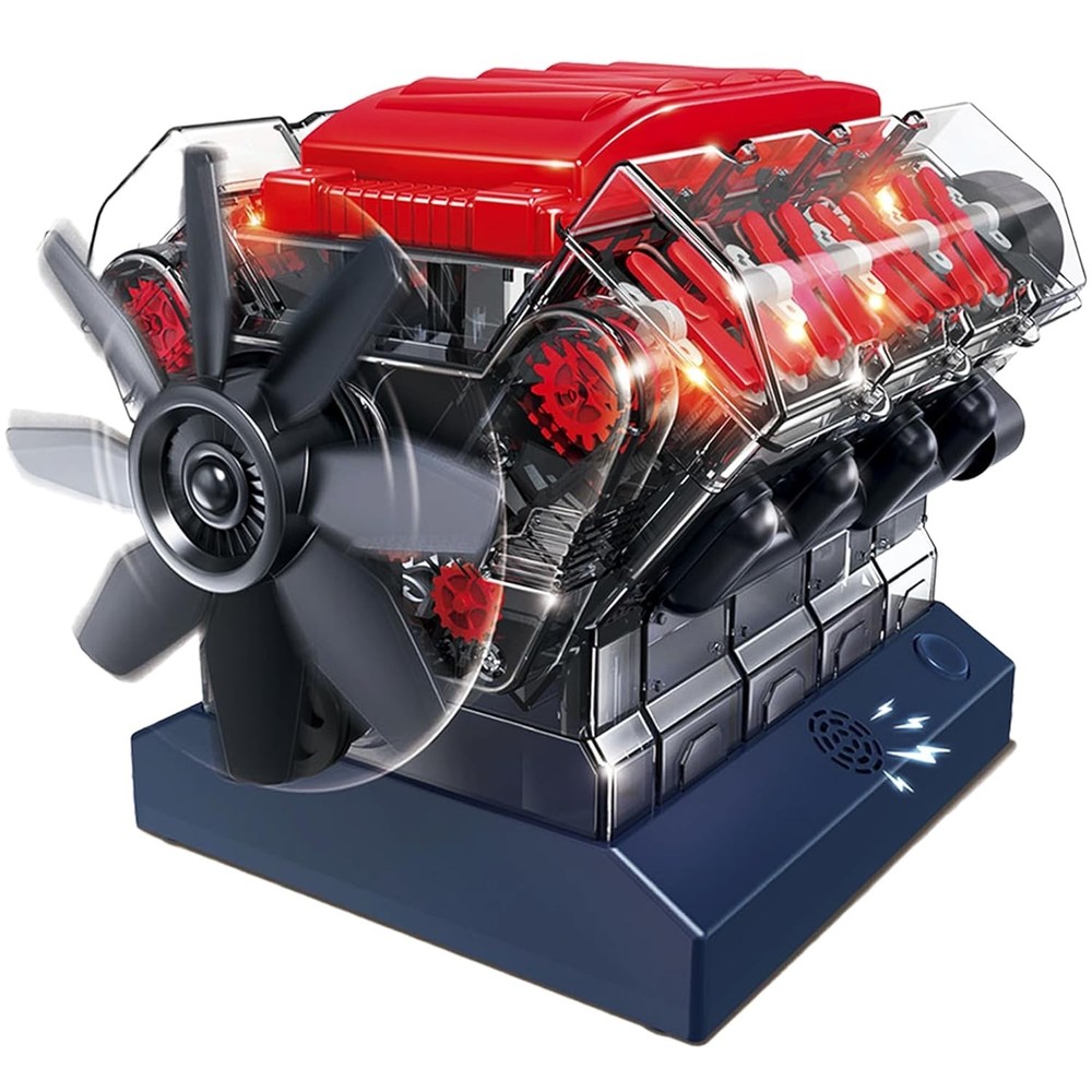 Playz V8 Combustion Engine Model Kit That Runs – 270 Pieces STEM Mini V8 Engine