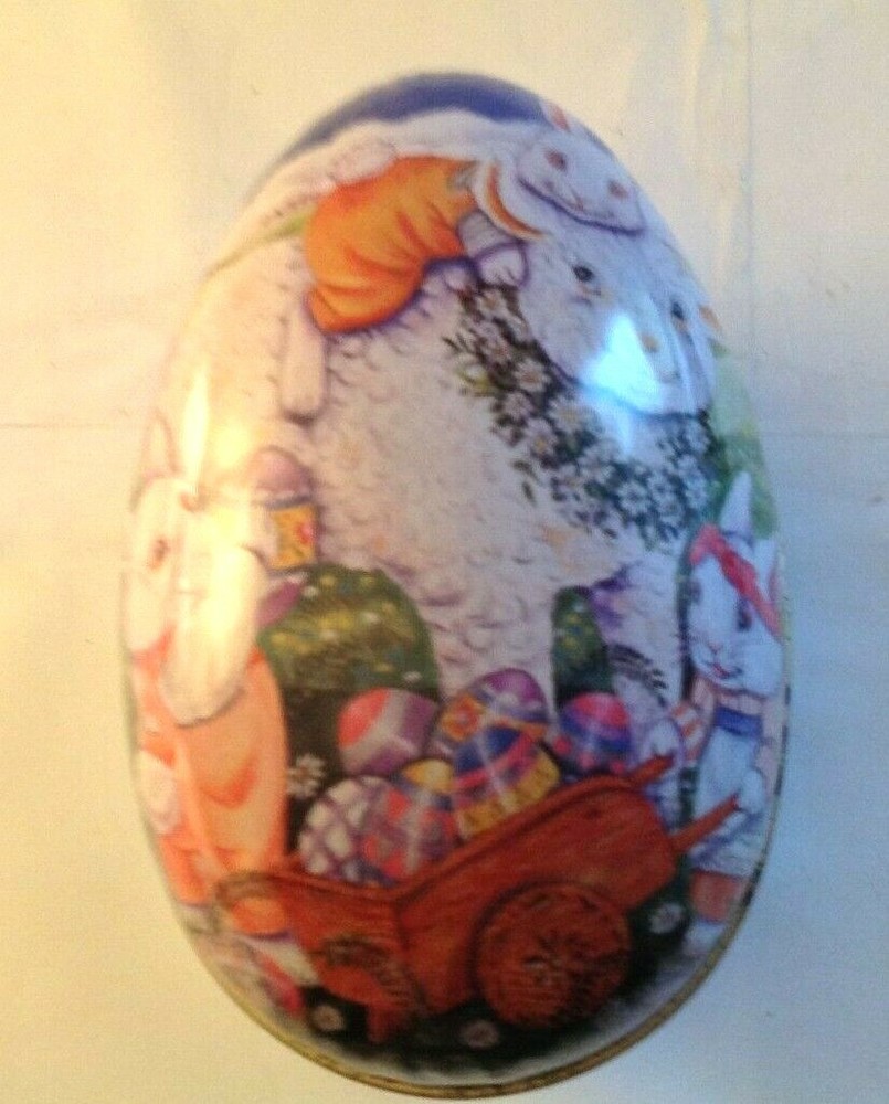 Easter Egg Candy Metal Tin – Lamb with Bunnies Delivering Easter