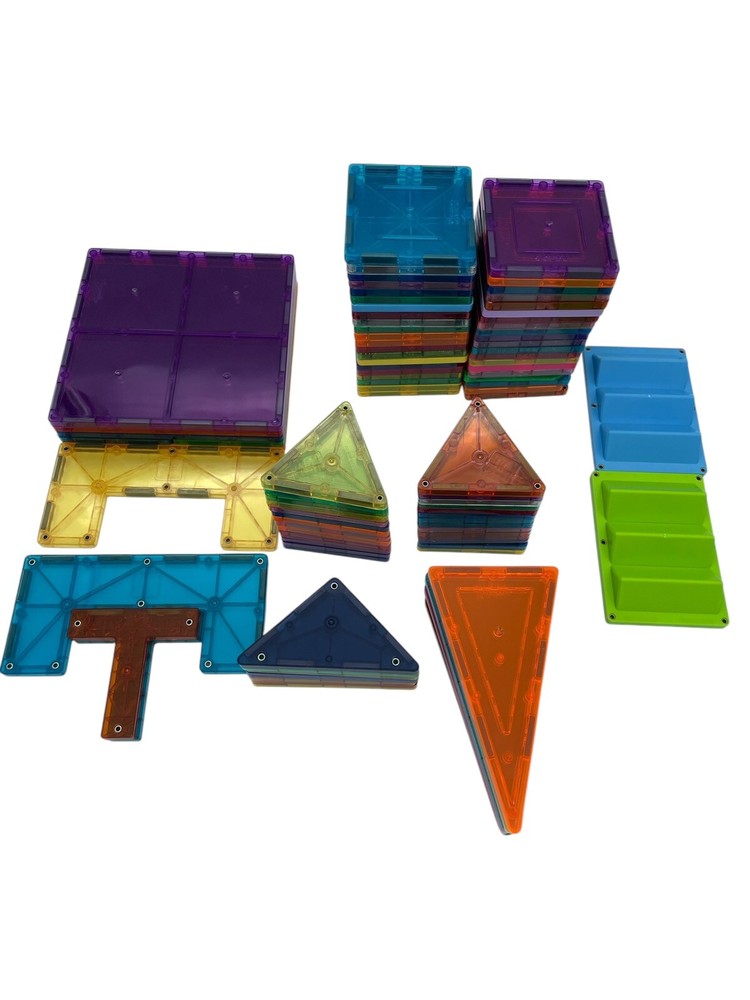 Magnetic Tiles 90+ Pcs Building Blocks EUC