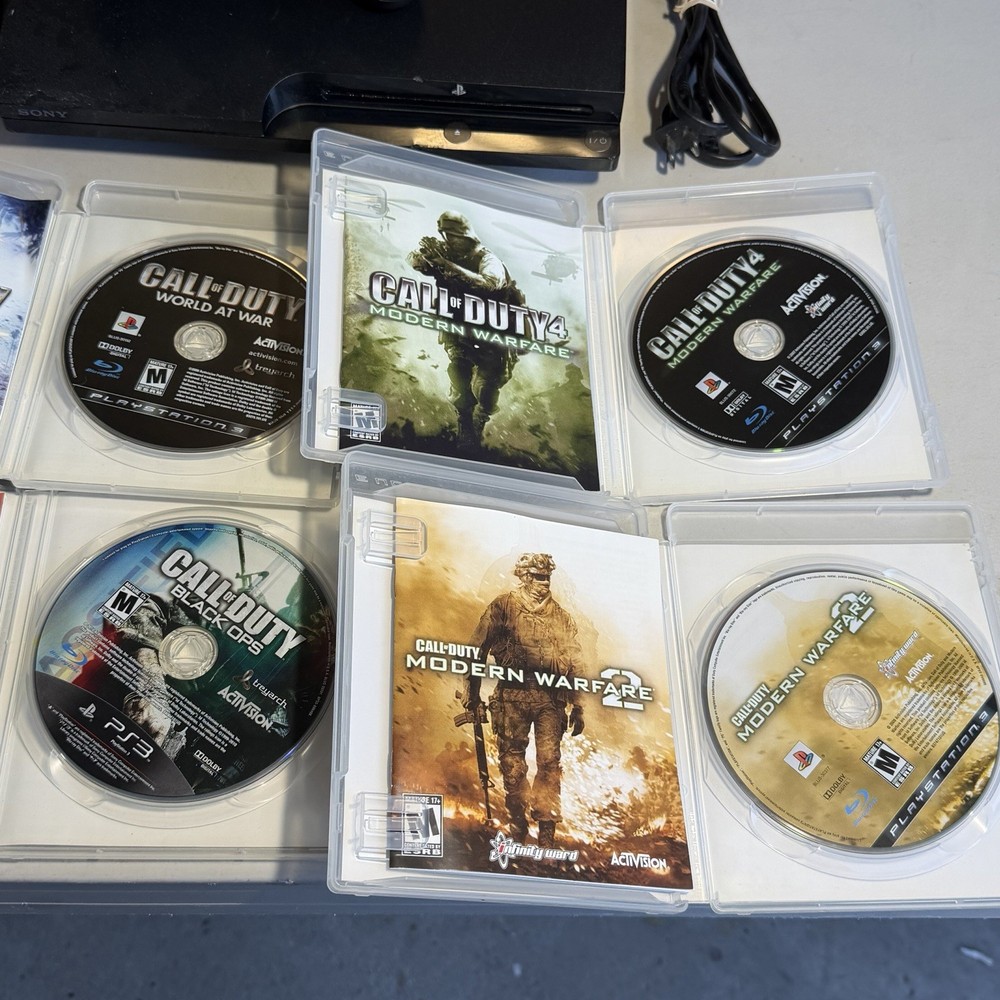 PlayStation 3 PS3 Slim Console With Controller & Cords, 4 Games TESTED