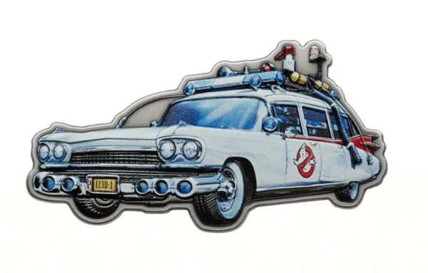 GHOSTBUSTERS 2 OZ SILVER ECTO-1 SHAPED COIN