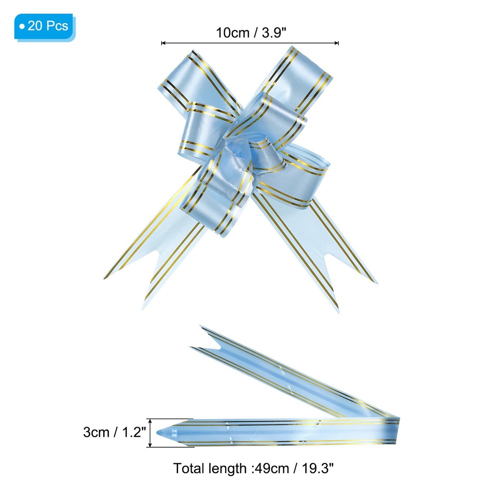 20Pcs 4" Gift Wrap Bows Pull Bows Baskets Present Wrapping Ribbon Bows Blue