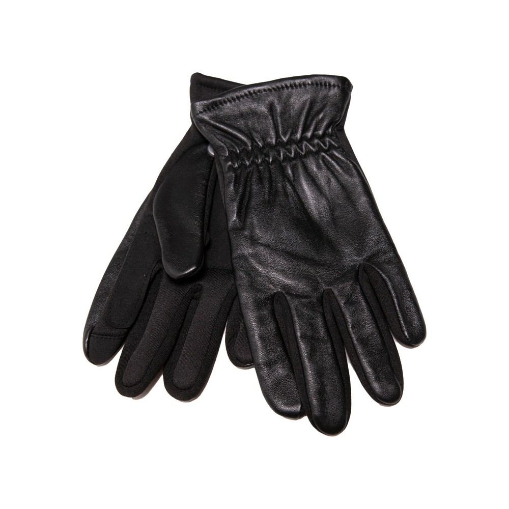 TouchPoint Men Leather Gathered Wrist Gloves Black Size S 0393