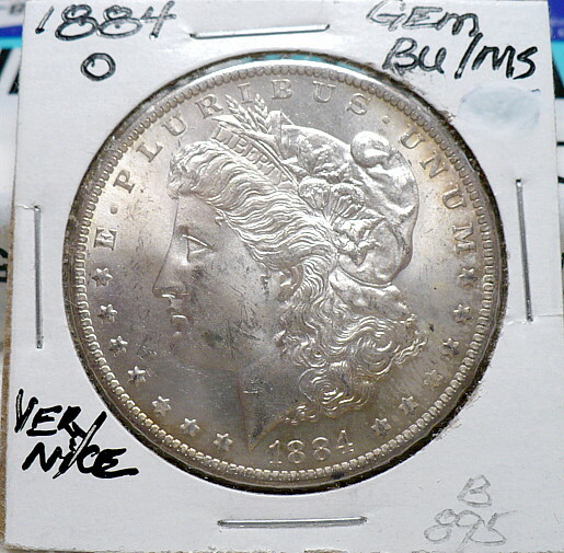 1884-O MORGAN SILVER DOLLAR GEM BU/MS, NICE+, WHITE, SHARP STRIKE B895