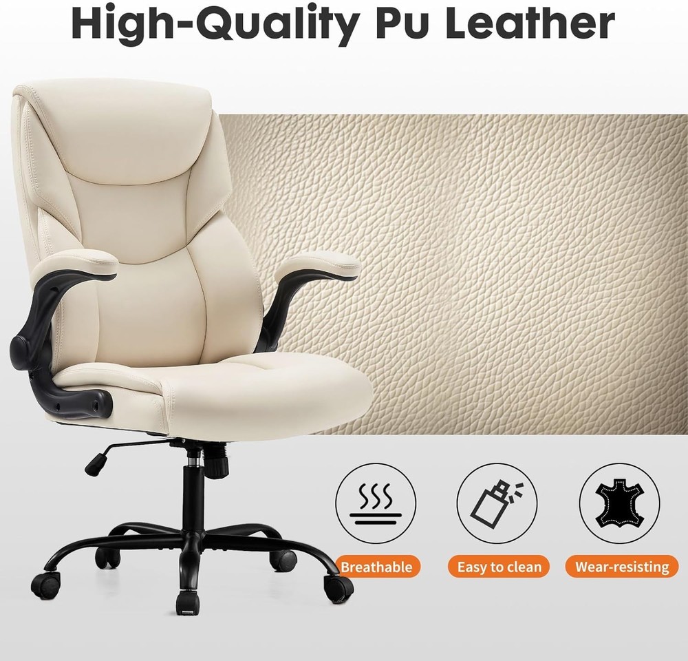PU Leather Office Chair Ergonomic Executive Computer Desk Chairs W/ Adjustable