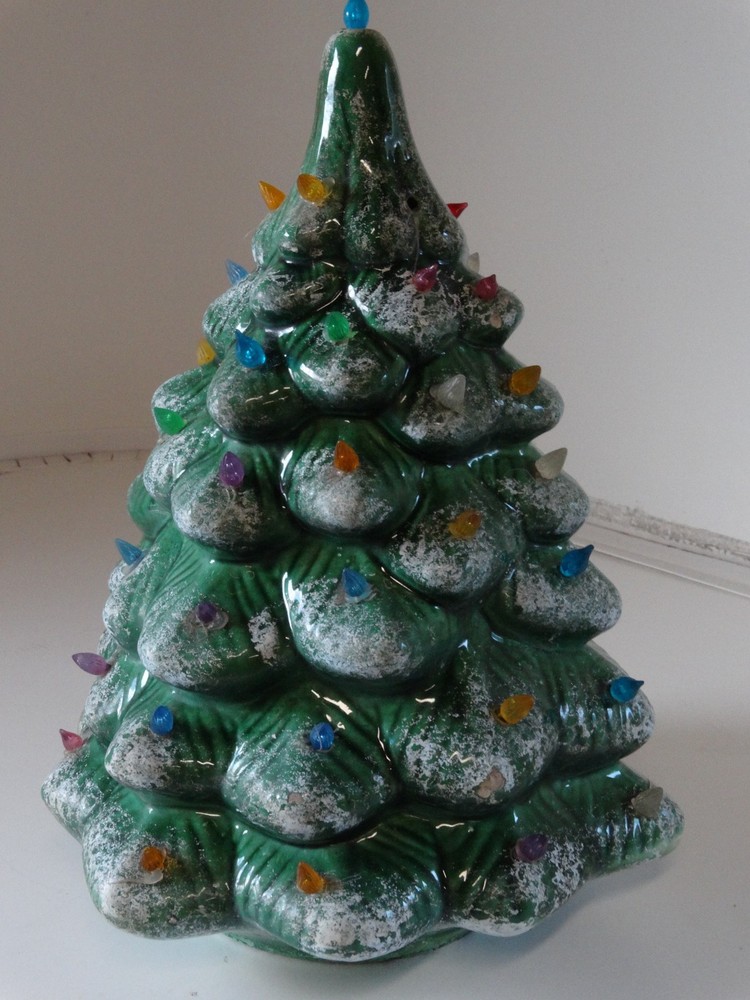 15" Green Ceramic Christmas Tree Tabletop Decor