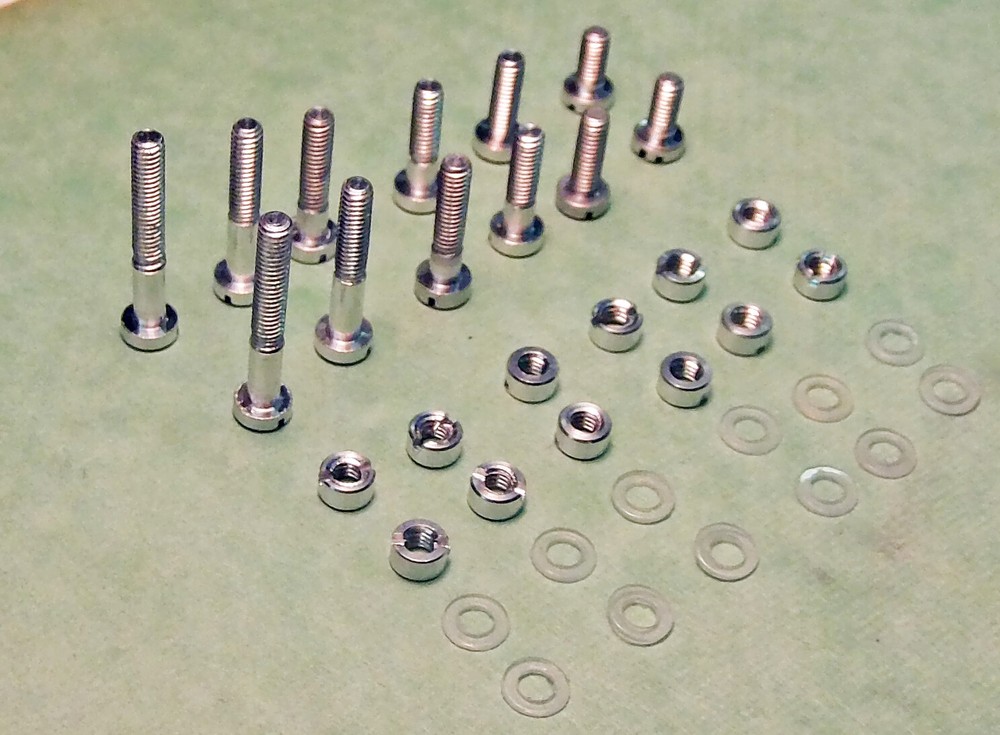 Aluminum Cartridge Headshell Mounting Screws, Nuts And Nylon Washers 36 pc set