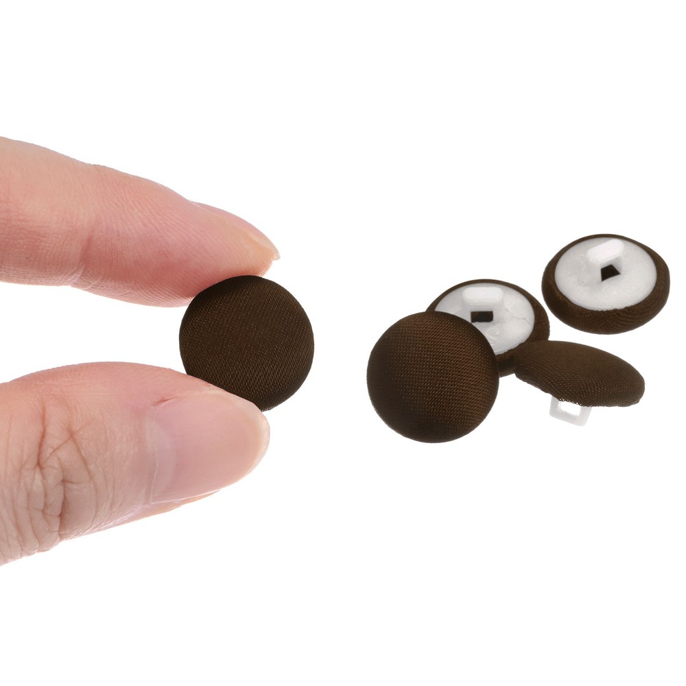 10pcs Fabric Cloth Covered Button 15mm Round Plastic Sewing Buttons, Light Brown