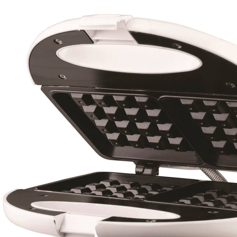 750 W Dual Waffle White Nonstick Waffle Maker