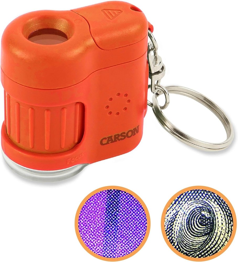 Compact 20x Magnification Keychain Microscope with Built-in UV/LED Flashlight
