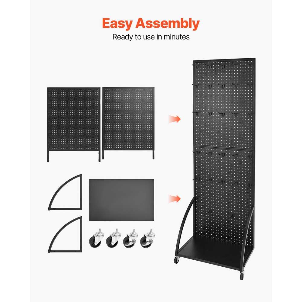 Pegboard Display Stand with 30 Hooks Pegboard Panels Display with a Plate Black