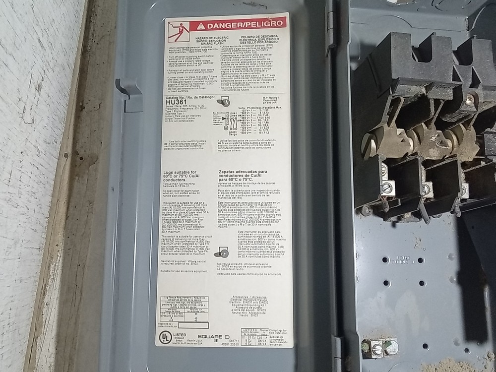 Square D HU361 HEAVY DUTY SAFTEY SWITCH (O6A)