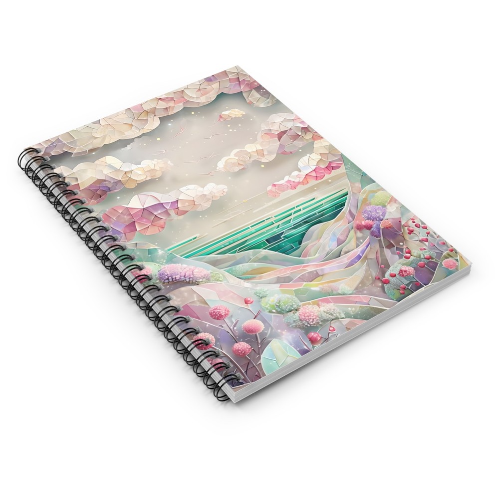 Geometric Nature Spiral Notebook - Whimsical Landscape Design