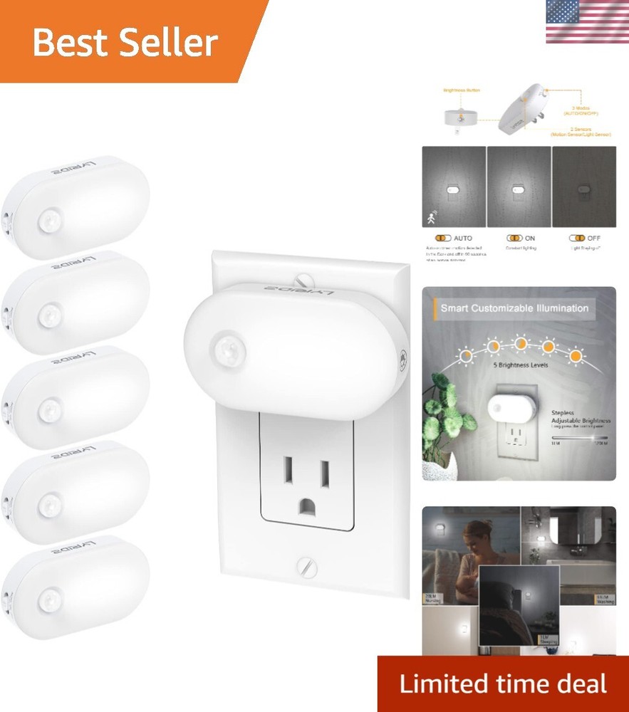 Versatile LED Nightlight with Motion Detection - 6 Pack for Home Safety