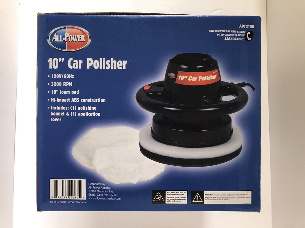 All-Power 10” Random Orbital Power Polisher/Buffer APT2100 with 2 Bonnets
