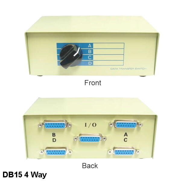 KNTK 4-Way DB15 Data Transfer Switch Box Rotary for PC MAC Display JoyStick