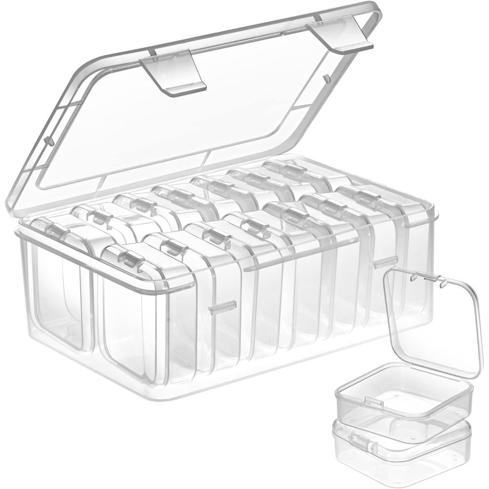 Plastic Bead Storage Box with Hinged Lid 15 Compartment Clear Craft Organizer