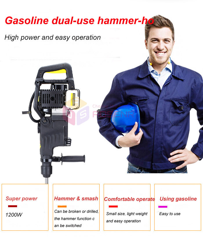 Multi Gasoline Powered Hammer Pick Petrol Breaker Dual-purpose Drilling Tool Bit