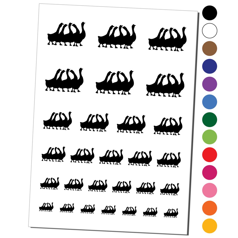 Geese Gaggle Goose Family Solid Temporary Tattoo Water Resistant Set