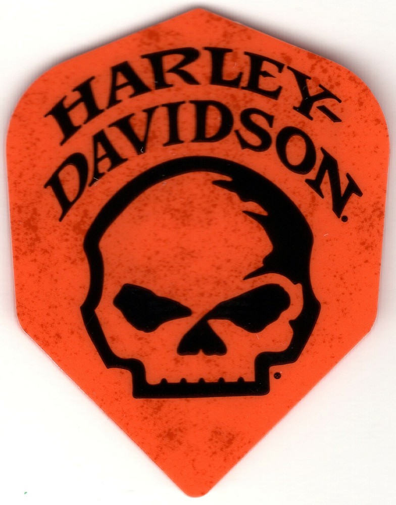 Orange Harley Davidson Skull Logo Dart Flights: 3 per set