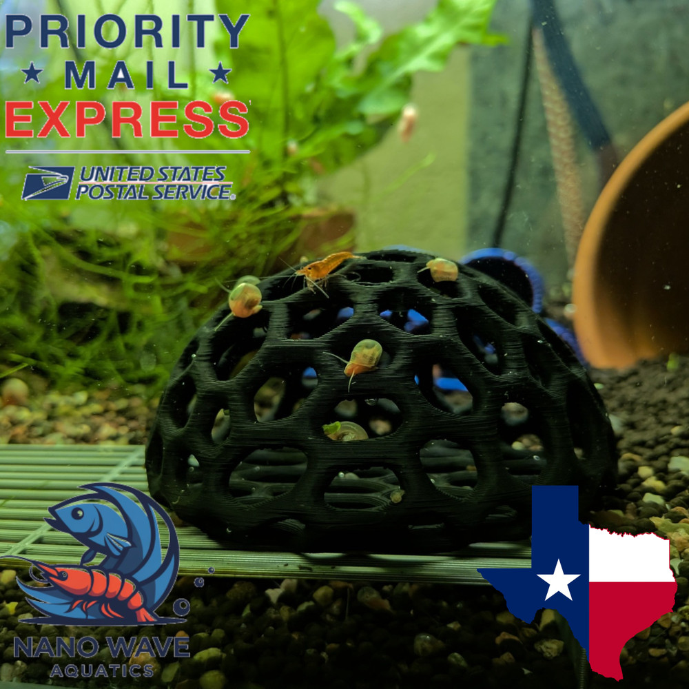 Large Black 3" Shrimp Hideout Veroni Geode Aquarium Decor