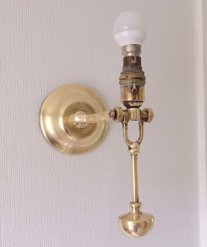Antique Solid Brass Mariner's Electric Gimbal Wall/Table Lamp