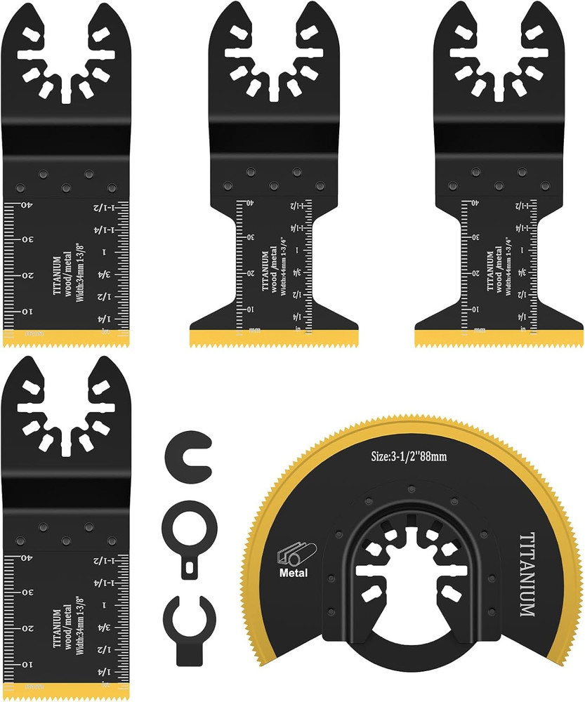 Titanium Oscillating Tool Blade Set, 5PCS Multi-Tool Blades for Wood & Metal