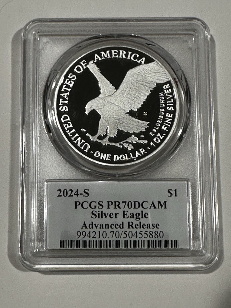 2024 S PROOF SILVER EAGLE PCGS PR70 DCAM ADVANCED RELEASE CLEVELAND & BALAN