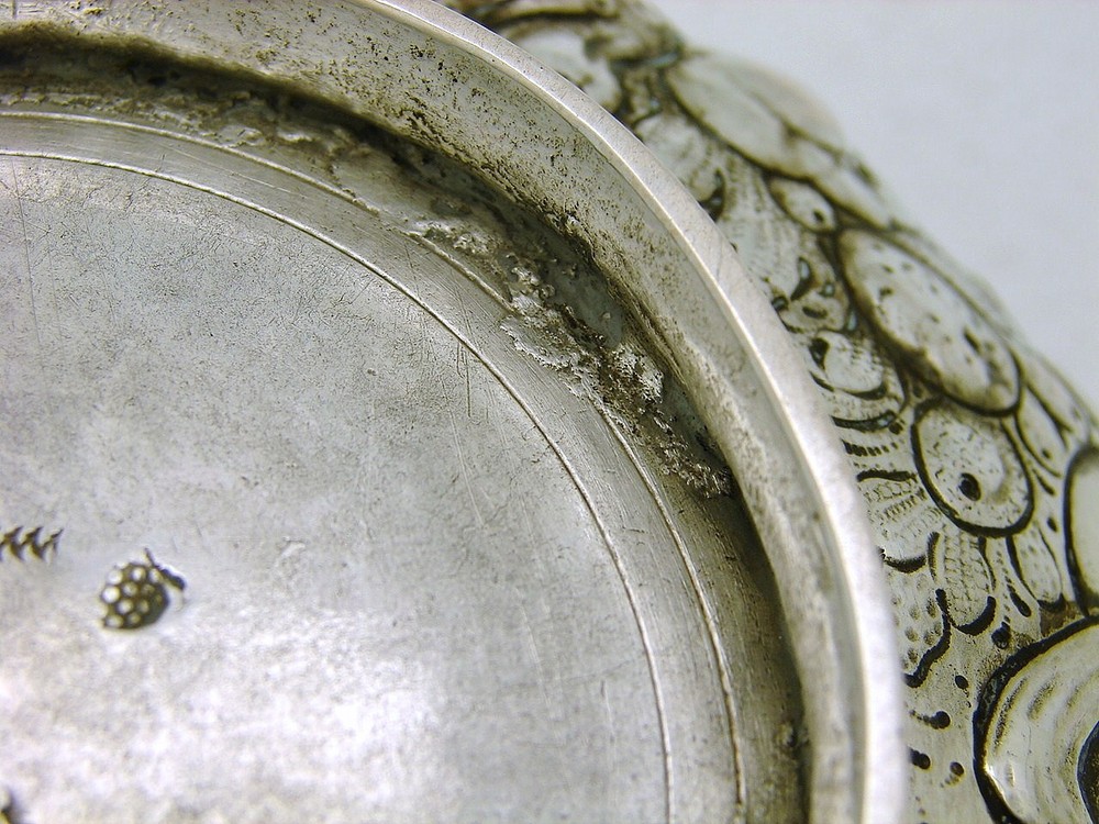 European Hallmarked Solid Silver Hand Crafted Bowl with Chased Figural Scenes