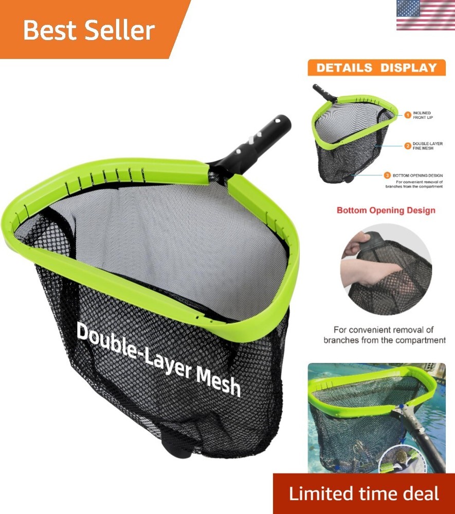 Heavy-Duty Pool Leaf Skimmer with Double-Layer Mesh - 17.32" x 12.2" Dimensions