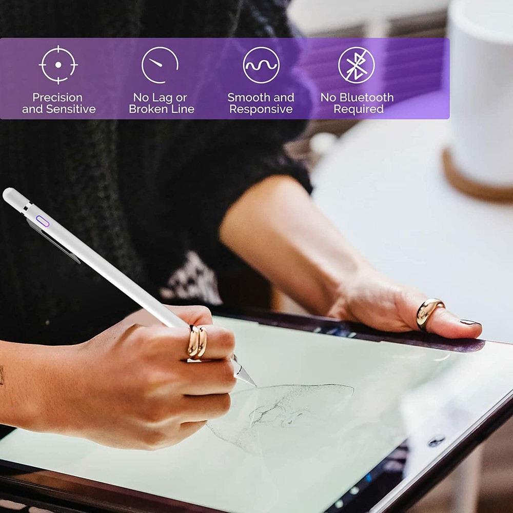 Active Rechargeable Stylus Pen Compatible for iOS & Android Touch Screens