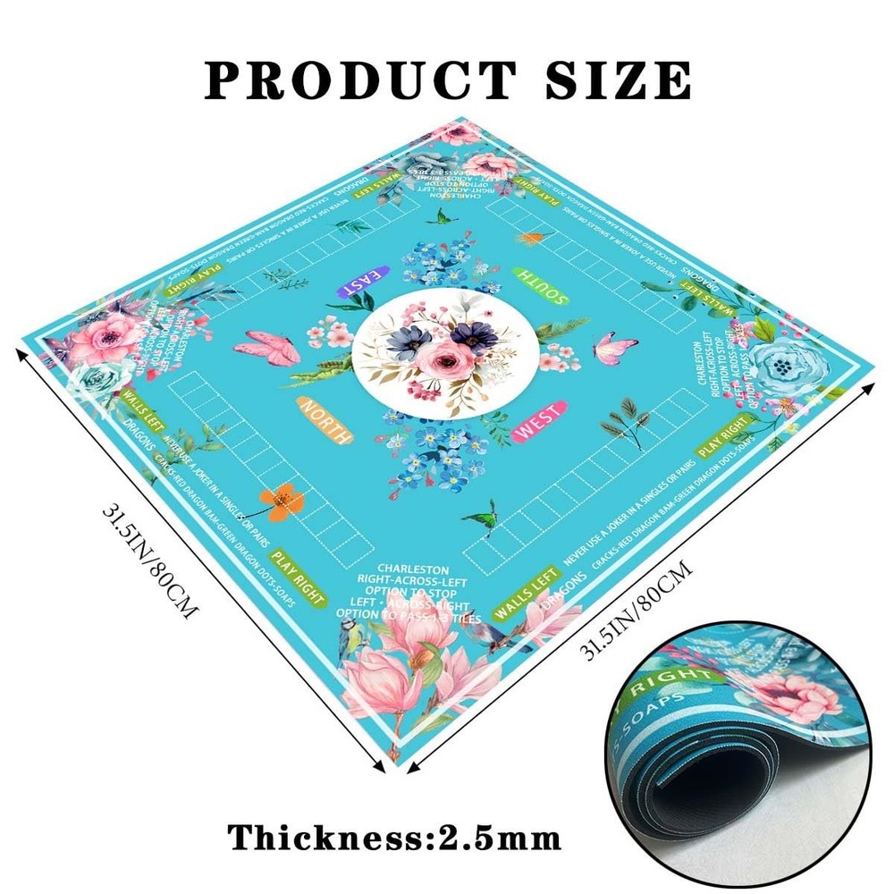mahjong mat for table with Drawstring Light Blue 31.5 inches