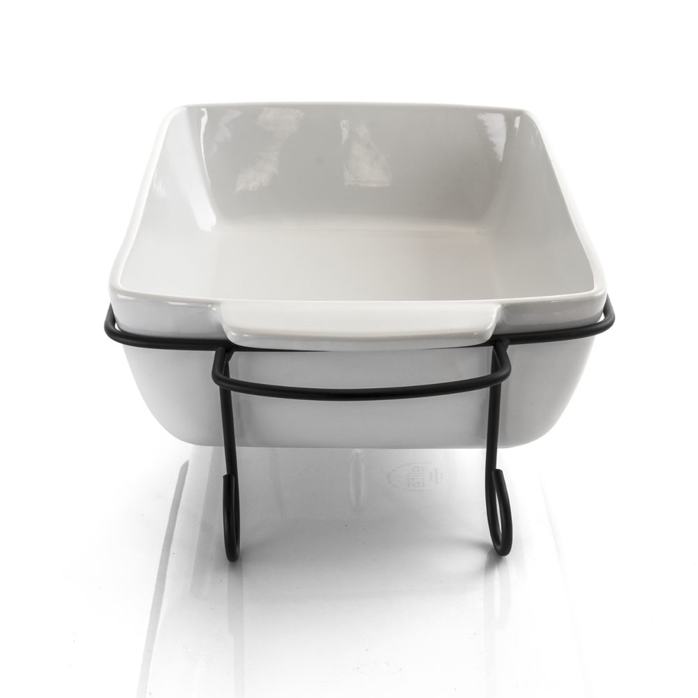 Gibson Elite 2pc Rectangular Stoneware Bakeware Set w Metal Rack Oven Safe