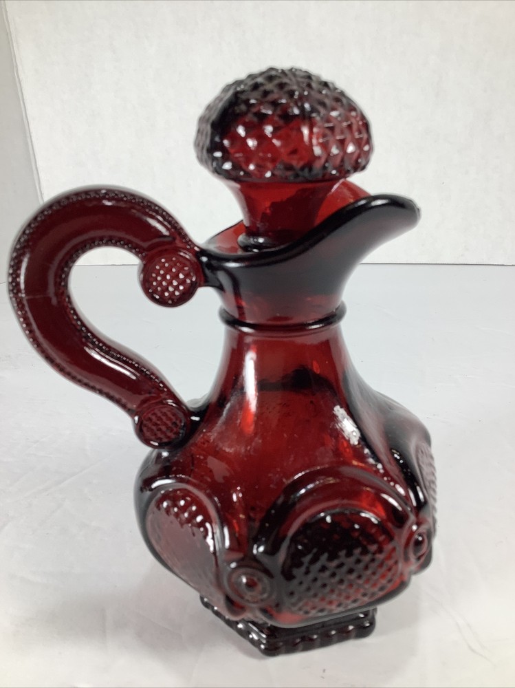 Vintage~ Avon® Ruby Red Decorative Glass Pitcher/Perfume Bottle w/Stopper