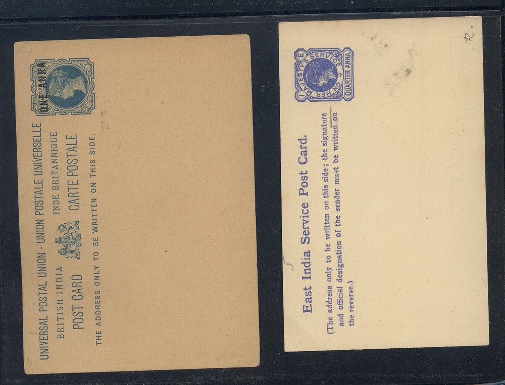 India   2  Victoria  postal  cards