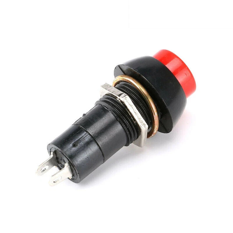 10 pcs Latching Pushbutton Switch 12mm Hole Mount Red Button SPST Maintained A6