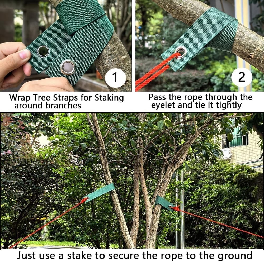 Green Tree Support Straps - 8 Pack for Storm Protection & Stability