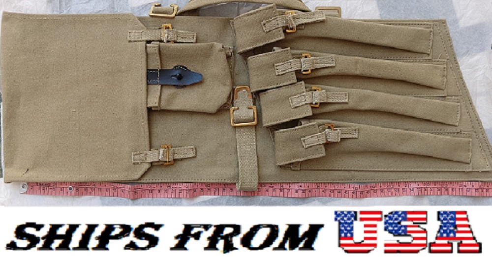 British WW2 Sten Webbing Carry Case Canvas Bag Khaki
